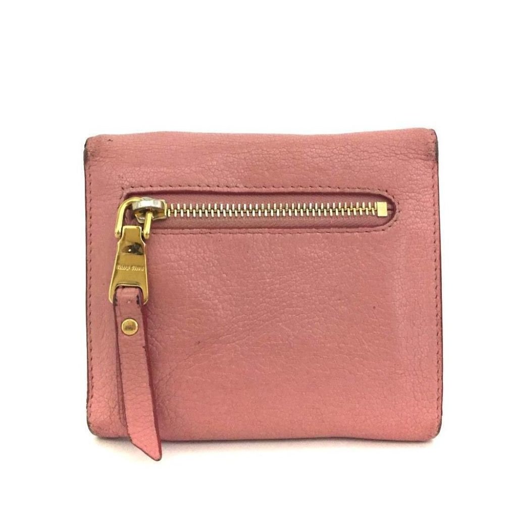 393071F V Miu Miu Wallet Heart Pink Trifold Leather - Picture 2 of 9